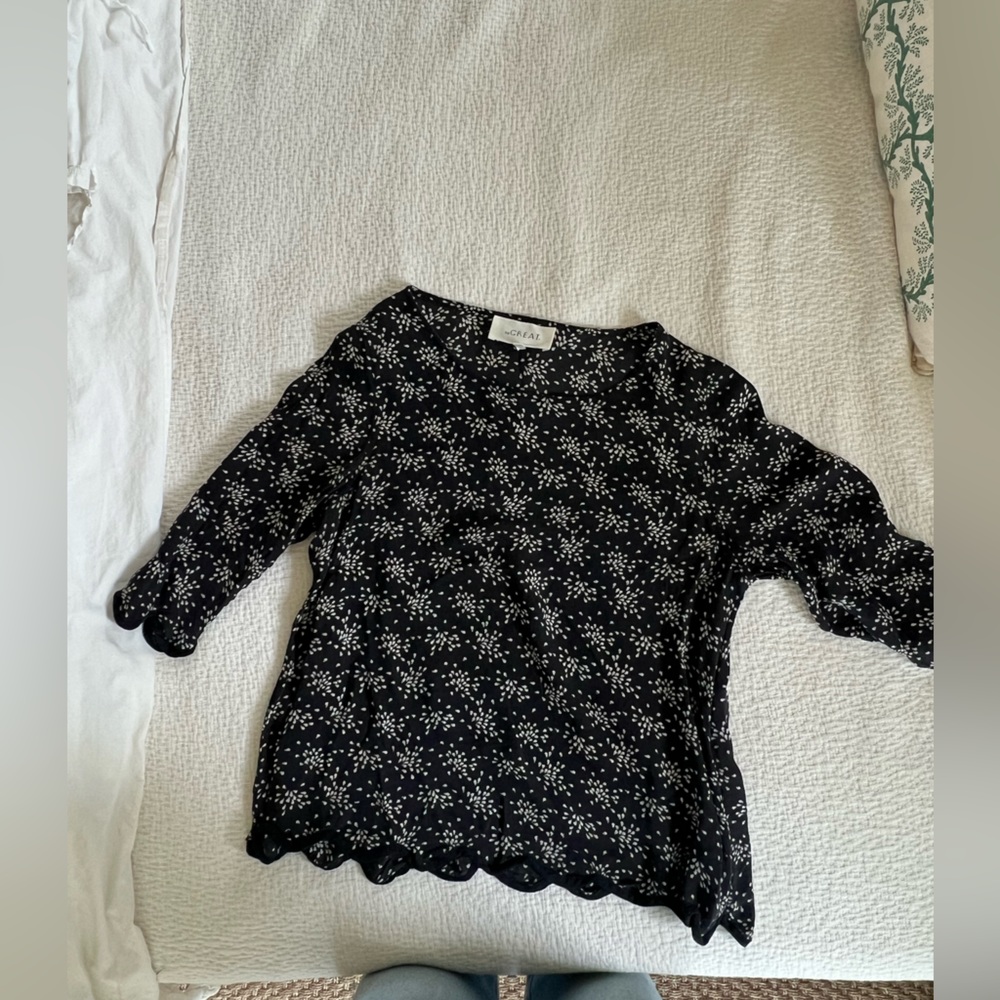 THE GREAT silk shirt with scallop details